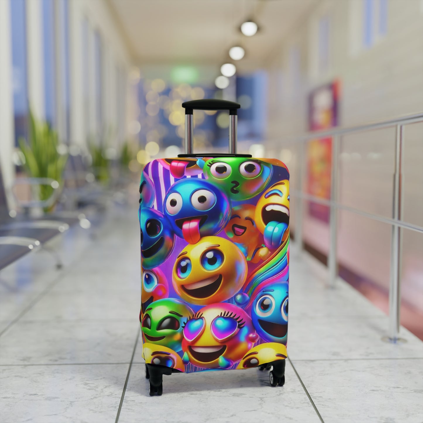 Vibrant Emoji Luggage Cover, Fun Travel Accessory, Personalized Luggage Protector, Gifts for Travelers, Colorful Suitcase Cover