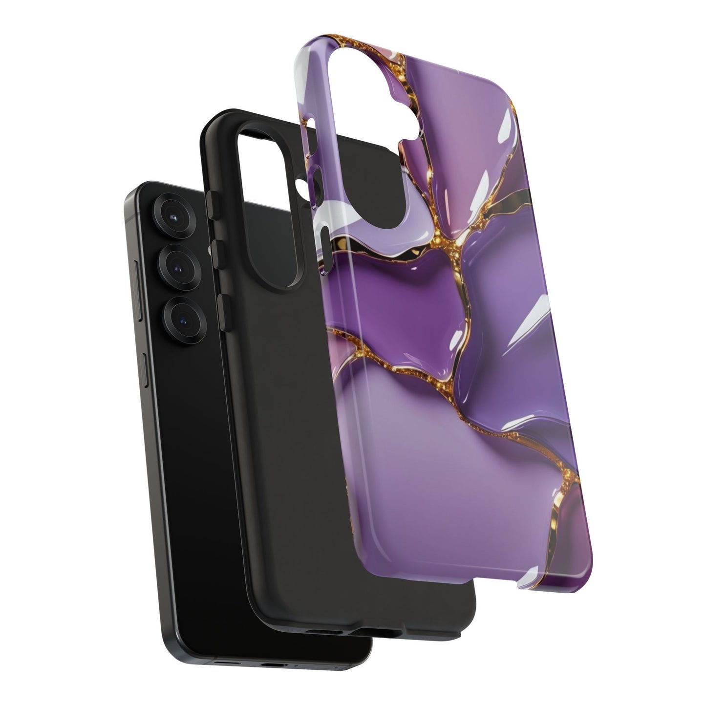 Elegant Phone Case with Purple Marble Design, Tough Phone Cover, Chic Mobile Accessory, Unique Gift for Her, Stylish Phone Protector - Samsung case