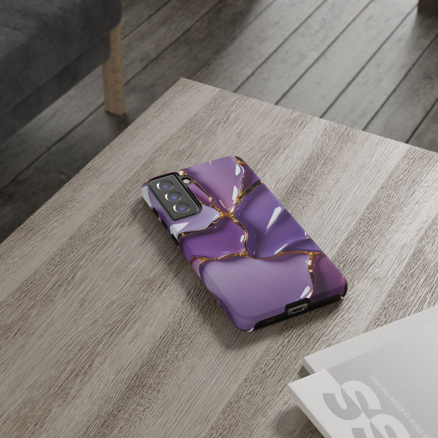 Elegant Phone Case with Purple Marble Design, Tough Phone Cover, Chic Mobile Accessory, Unique Gift for Her, Stylish Phone Protector - Samsung case