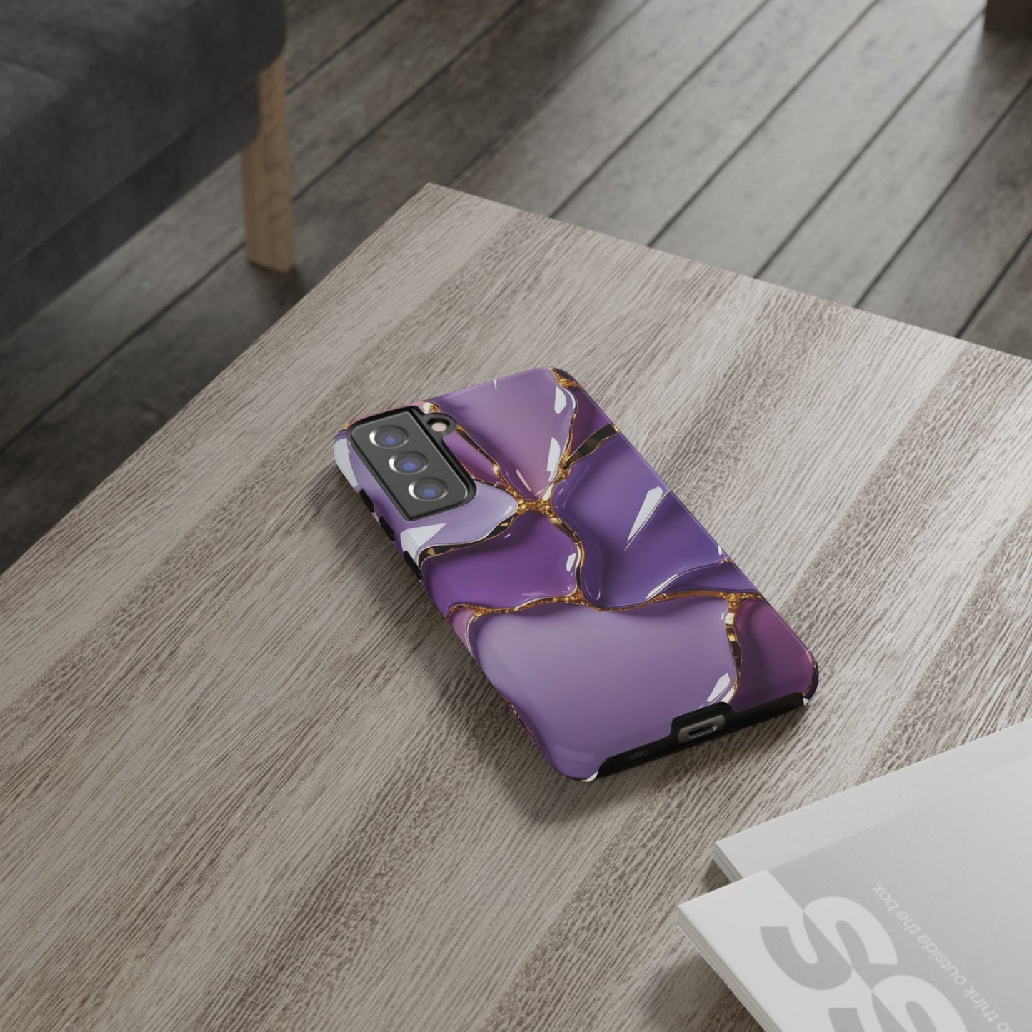 Elegant Phone Case with Purple Marble Design, Tough Phone Cover, Chic Mobile Accessory, Unique Gift for Her, Stylish Phone Protector - Samsung case