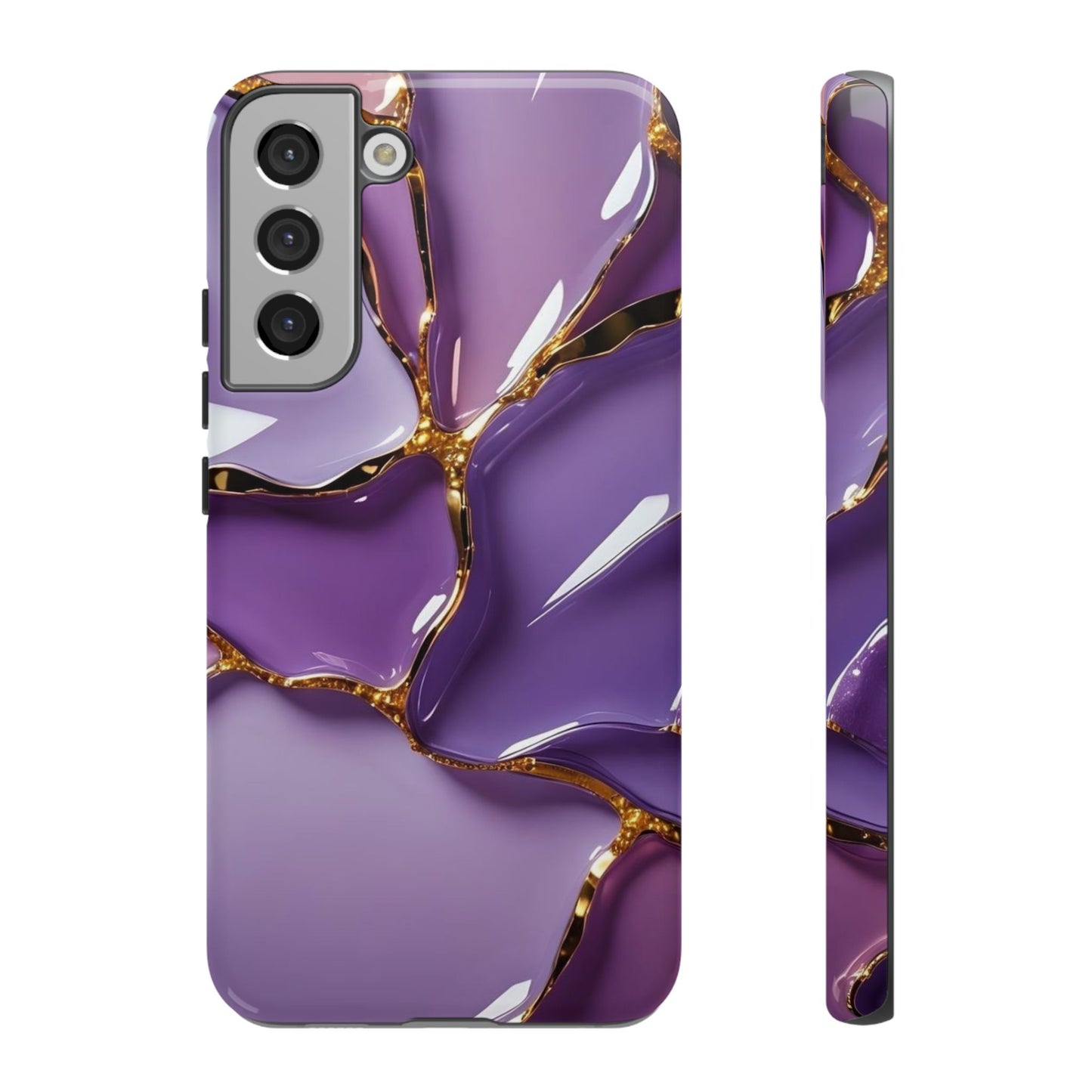 Elegant Phone Case with Purple Marble Design, Tough Phone Cover, Chic Mobile Accessory, Unique Gift for Her, Stylish Phone Protector - Samsung case