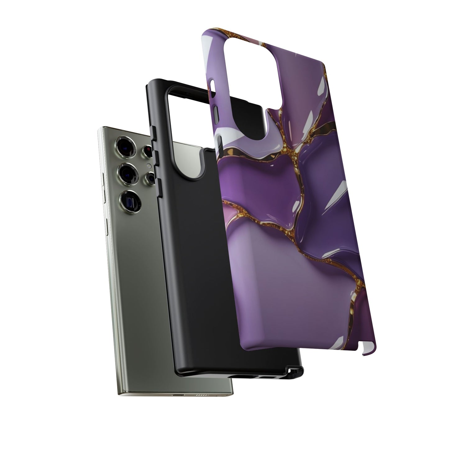 Elegant Phone Case with Purple Marble Design, Tough Phone Cover, Chic Mobile Accessory, Unique Gift for Her, Stylish Phone Protector - Samsung case