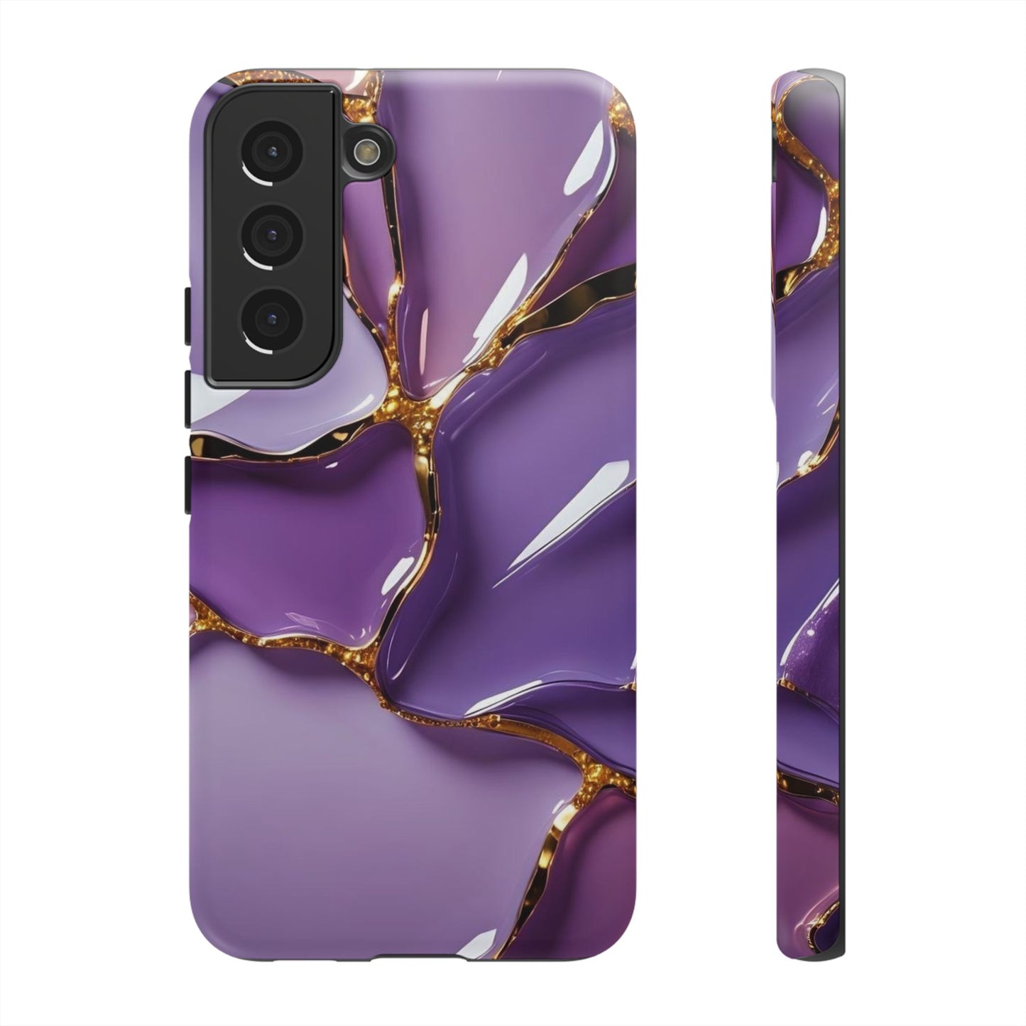 Elegant Phone Case with Purple Marble Design, Tough Phone Cover, Chic Mobile Accessory, Unique Gift for Her, Stylish Phone Protector - Samsung case