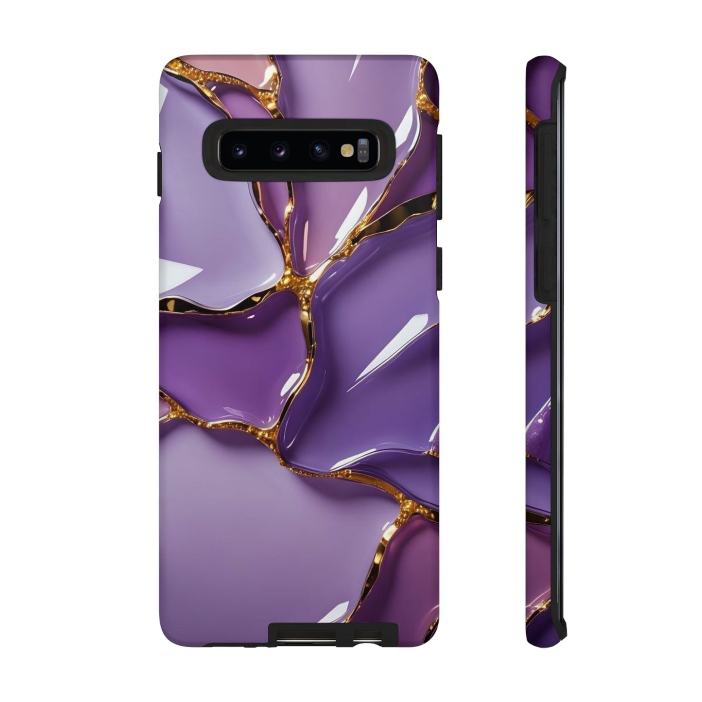 Elegant Phone Case with Purple Marble Design, Tough Phone Cover, Chic Mobile Accessory, Unique Gift for Her, Stylish Phone Protector - Samsung case