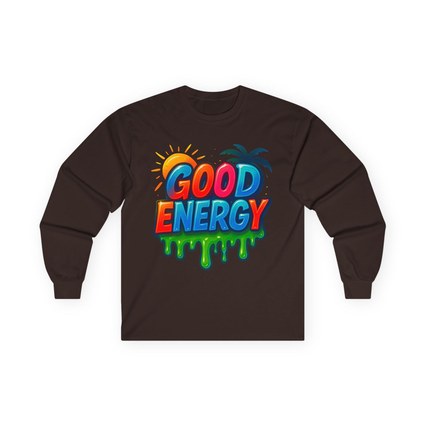 Good Energy Long Sleeve Tee, Unisex Cotton Shirt, Positive Vibes Apparel, Summer Fashion, Beachwear Gift, Fun Graphic Tee