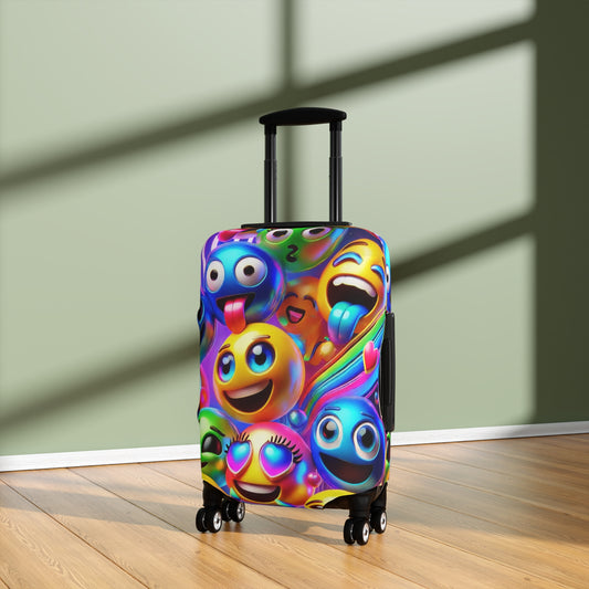 Vibrant Emoji Luggage Cover, Fun Travel Accessory, Personalized Luggage Protector, Gifts for Travelers, Colorful Suitcase Cover