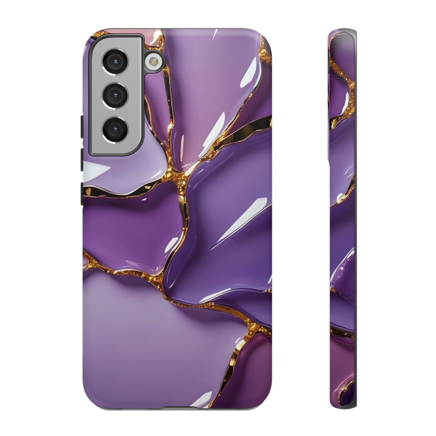 Elegant Phone Case with Purple Marble Design, Tough Phone Cover, Chic Mobile Accessory, Unique Gift for Her, Stylish Phone Protector - Samsung case