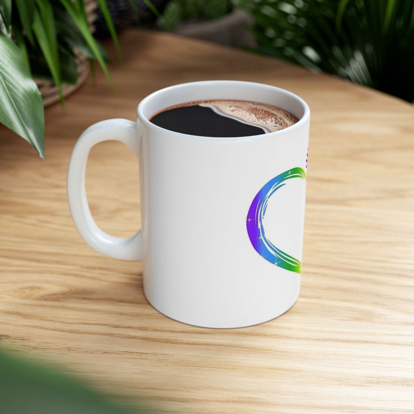 Colorful Heart Handprint Ceramic Mug