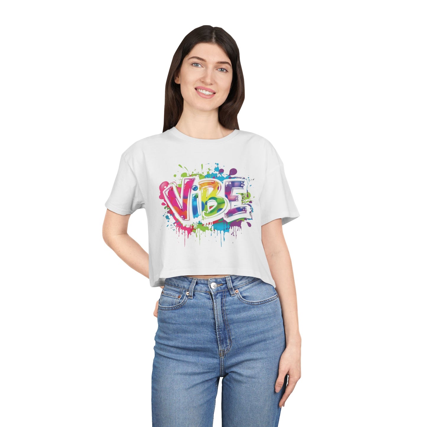Colorful Vibe Women's Crop Tee | Trendy Graphic Crop Top, Summer Outfit, Festival Wear, Inspirational Gift, Streetwear Style