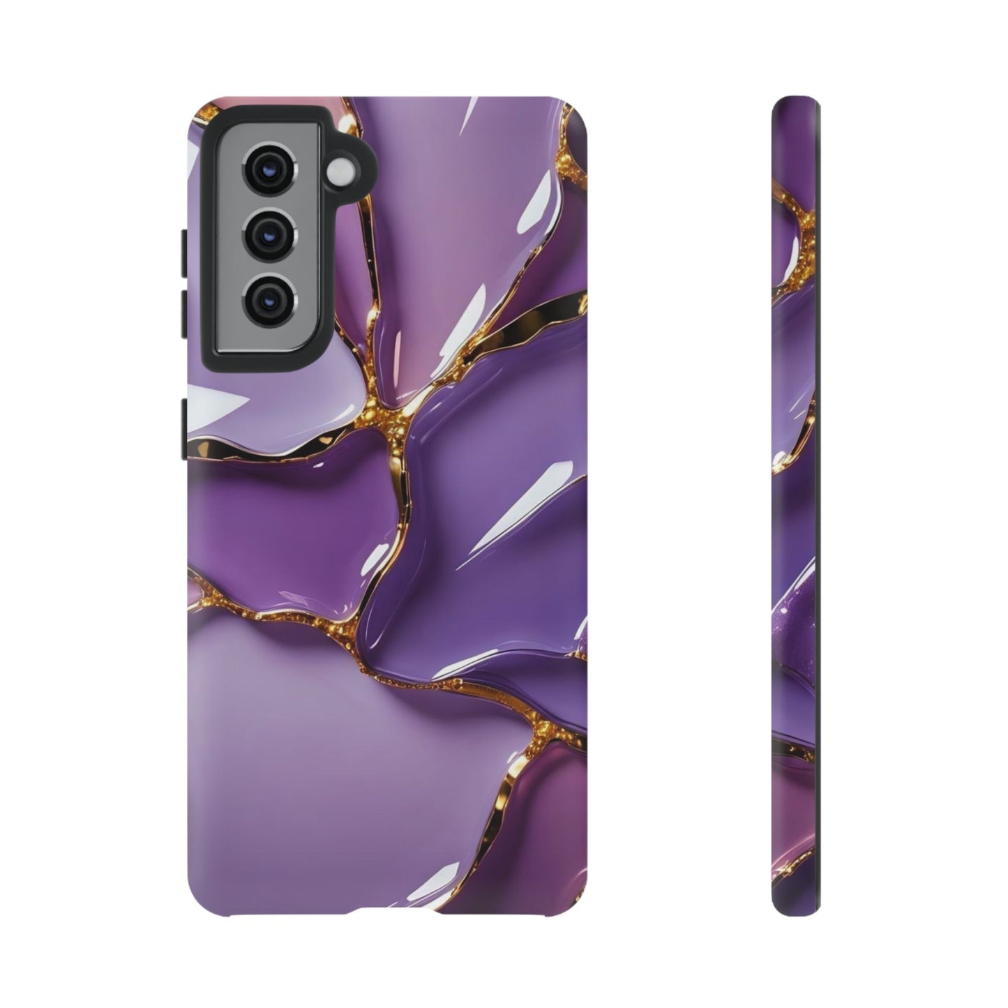 Elegant Phone Case with Purple Marble Design, Tough Phone Cover, Chic Mobile Accessory, Unique Gift for Her, Stylish Phone Protector - Samsung case