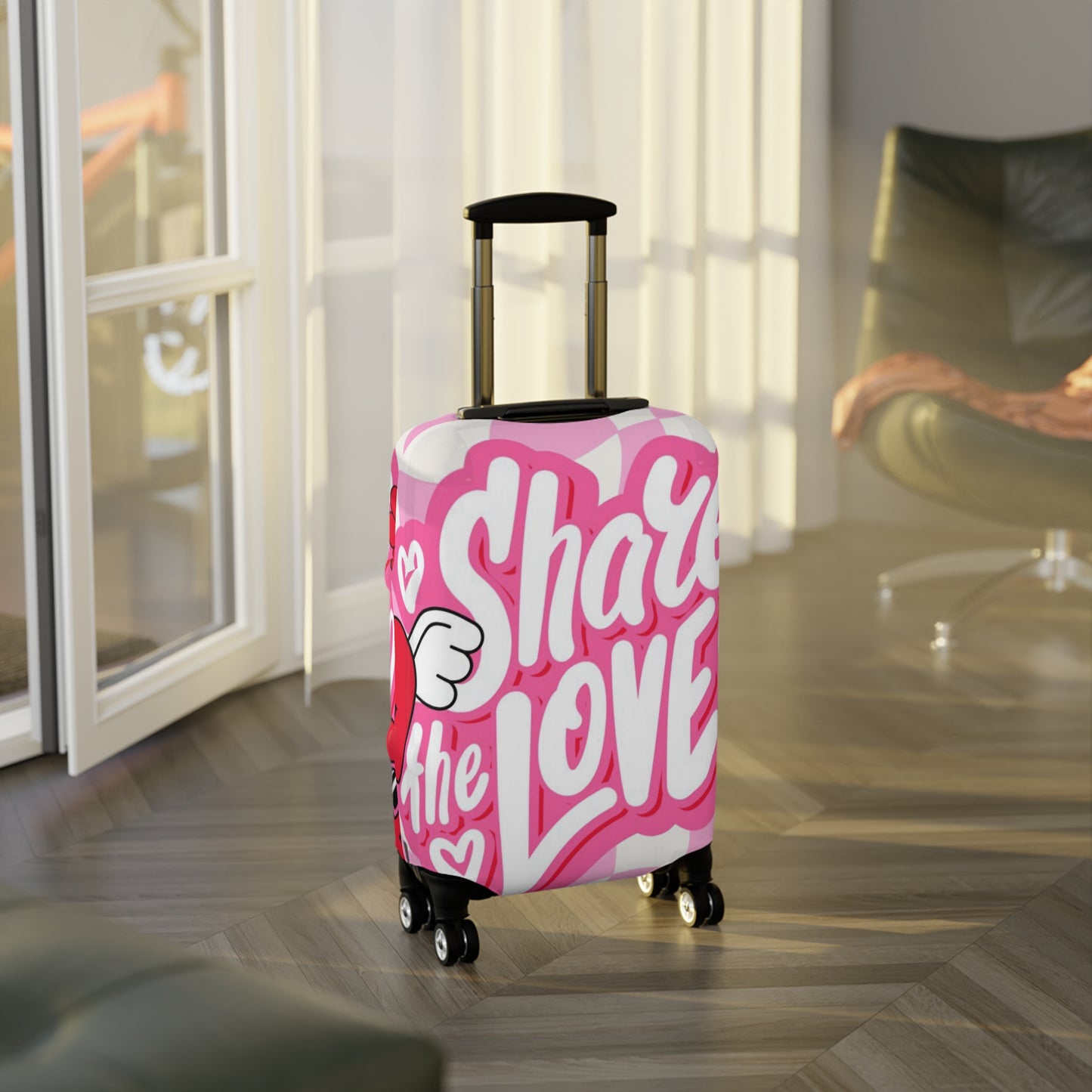 Colorful Luggage Cover - Share the Love, Travel Accessory, Suitcase Protector, Gift for Travelers, Fun Travel Gear | Suitcase