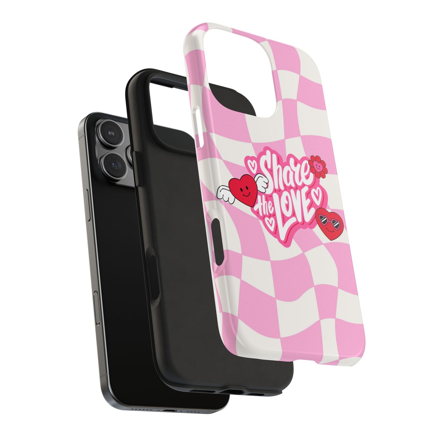 Share the Love Tough Phone Cases - Cute Heart Designs for Valentine's Day, Cute Phone Accessories, Gifts for Teens, Stylish Phone Covers