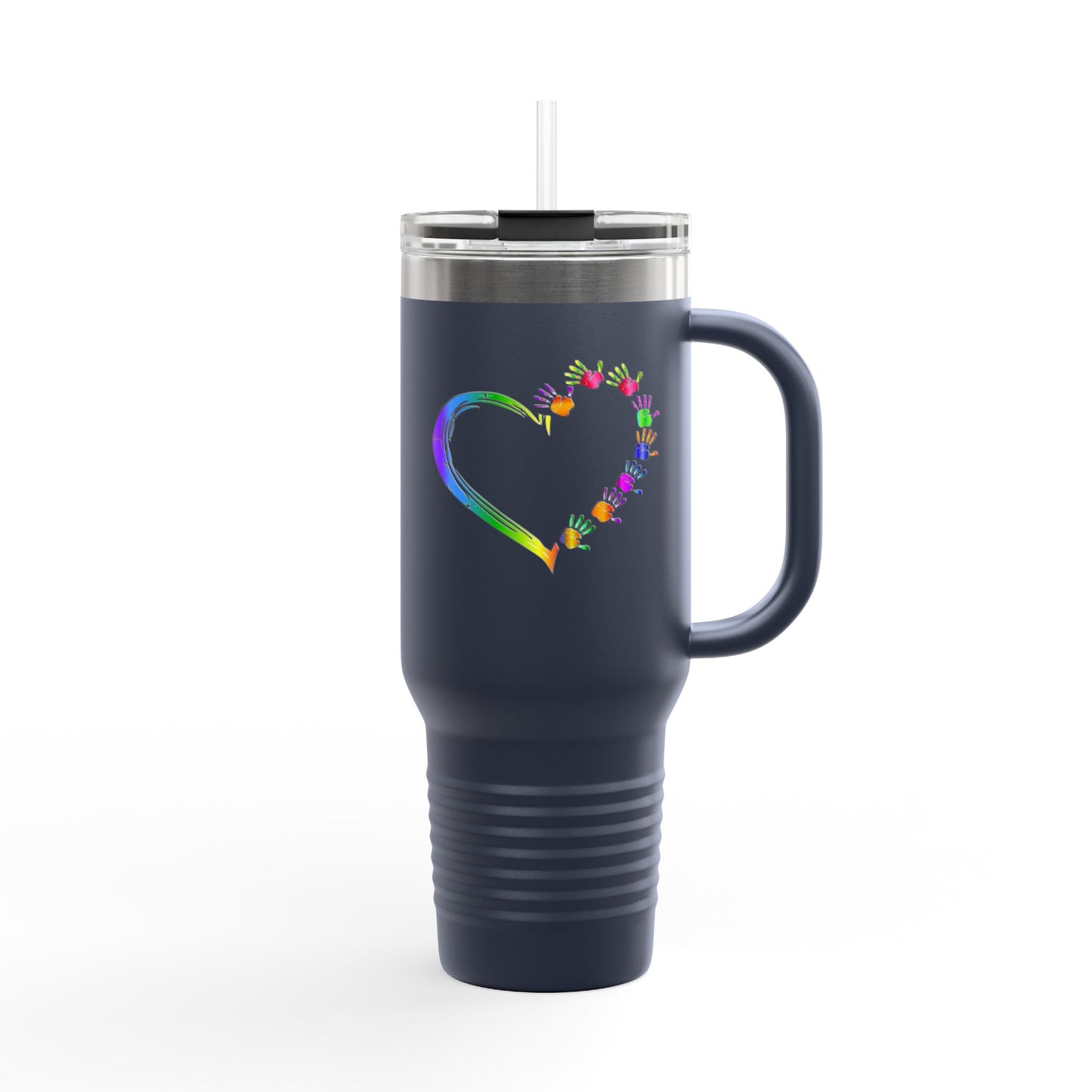 Rainbow Heart Insulated Travel Tumbler 40oz