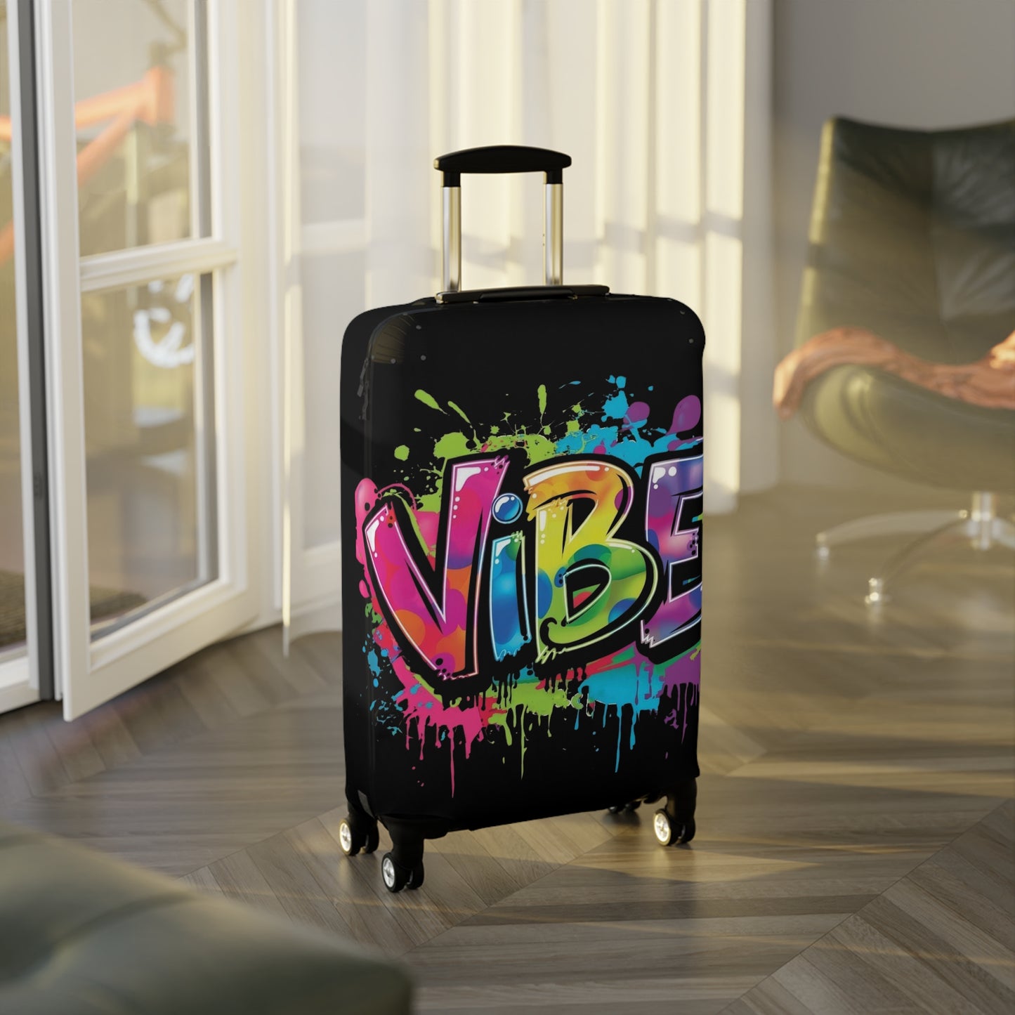 Vibrant Luggage Cover - Graffiti Style Travel Accessory, Perfect for Vacation, Unique Gift, Summer Travel | Suitcase
