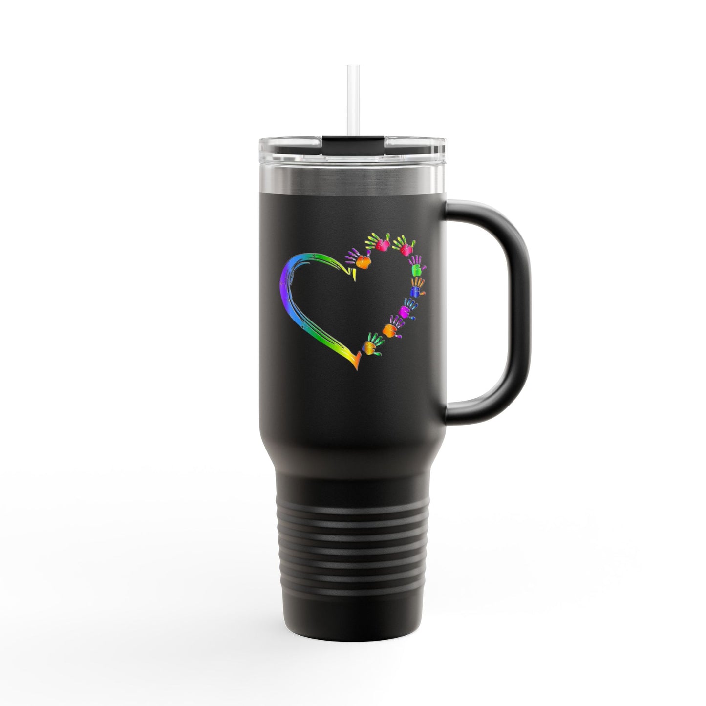 Rainbow Heart Insulated Travel Tumbler 40oz