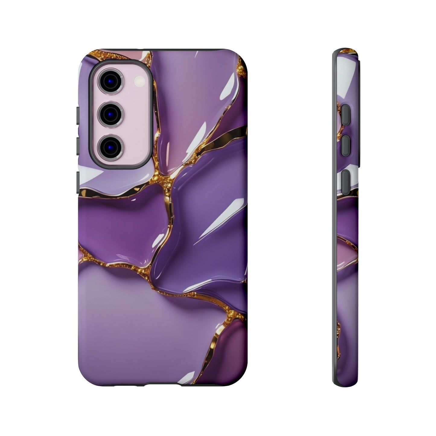 Elegant Phone Case with Purple Marble Design, Tough Phone Cover, Chic Mobile Accessory, Unique Gift for Her, Stylish Phone Protector - Samsung case