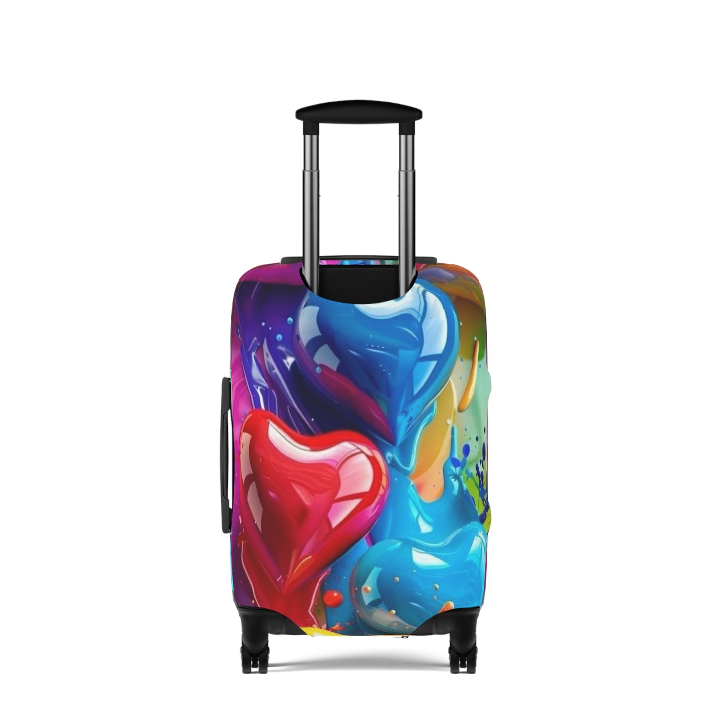 Colorful Heart Luggage Cover - Travel Accessory, Gift for Travelers, Valentine's Day, Fun Travel Gear, Suitcase Protector
