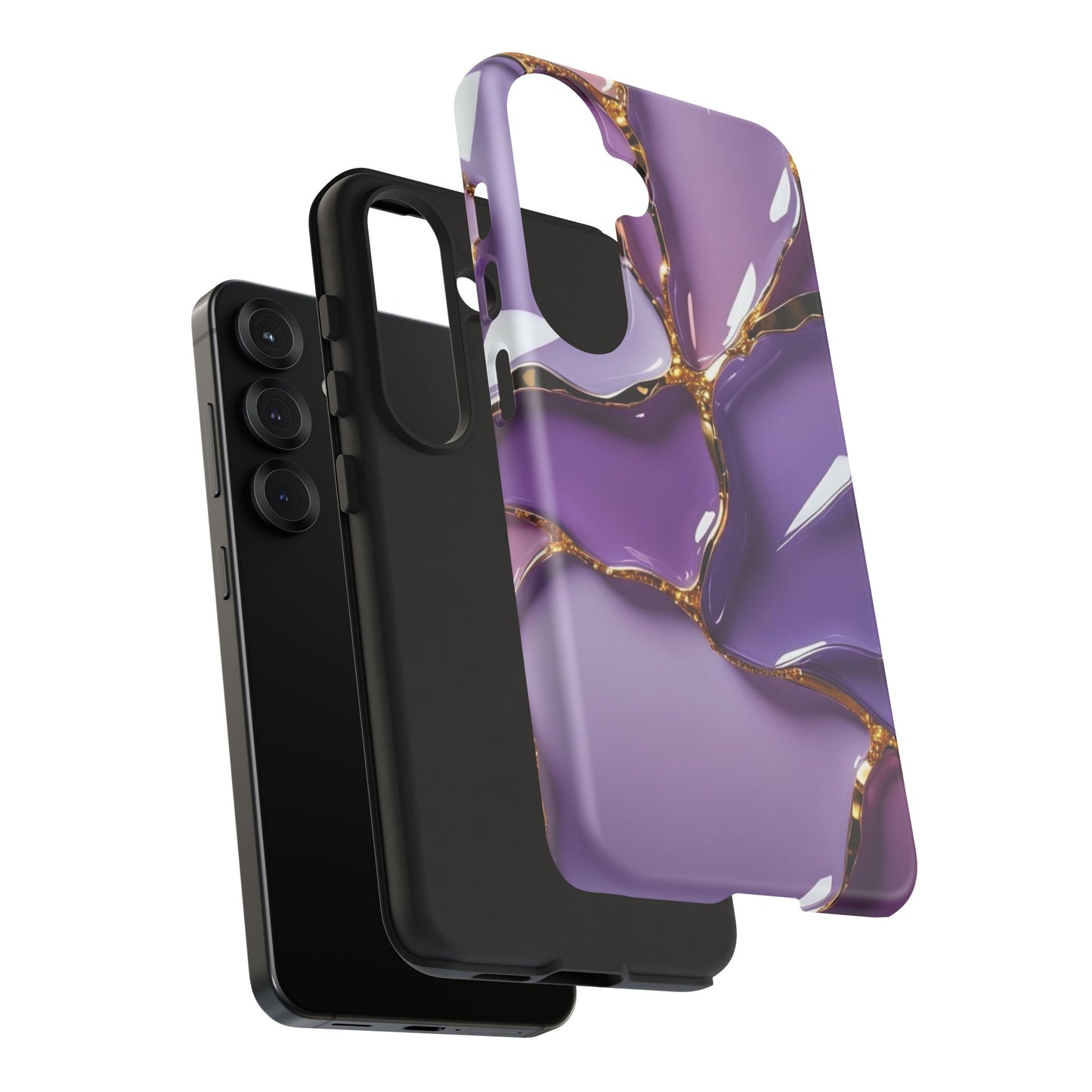 Elegant Phone Case with Purple Marble Design, Tough Phone Cover, Chic Mobile Accessory, Unique Gift for Her, Stylish Phone Protector - Samsung case