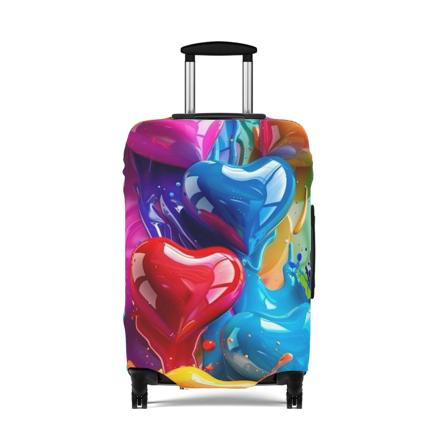 Colorful Heart Luggage Cover - Travel Accessory, Gift for Travelers, Valentine's Day, Fun Travel Gear, Suitcase Protector