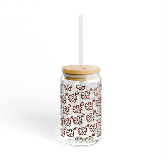 Chic Floral Sipper Glass, 16oz - Perfect for Summer Parties, Home Decor, Gifts, Eco-Friendly Hydration, Tropical Vibes
