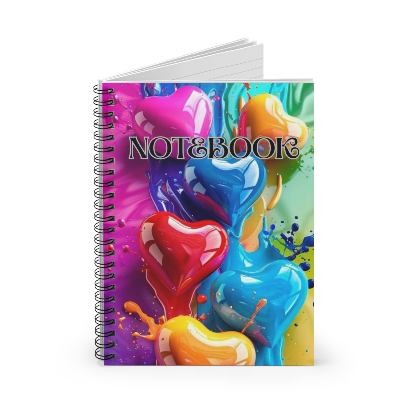 Colorful Heart Spiral Notebook - Ruled Line, Cute Journal, Gift for Her, School Supplies, Love Notes, Creative Writing, Artistic Memoir