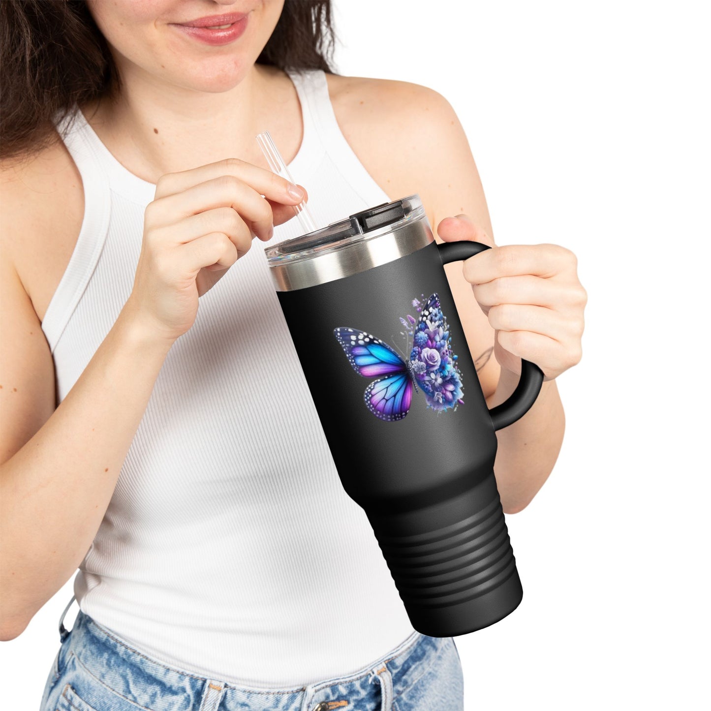 Colorful Butterfly Insulated Travel Tumbler, 40oz
