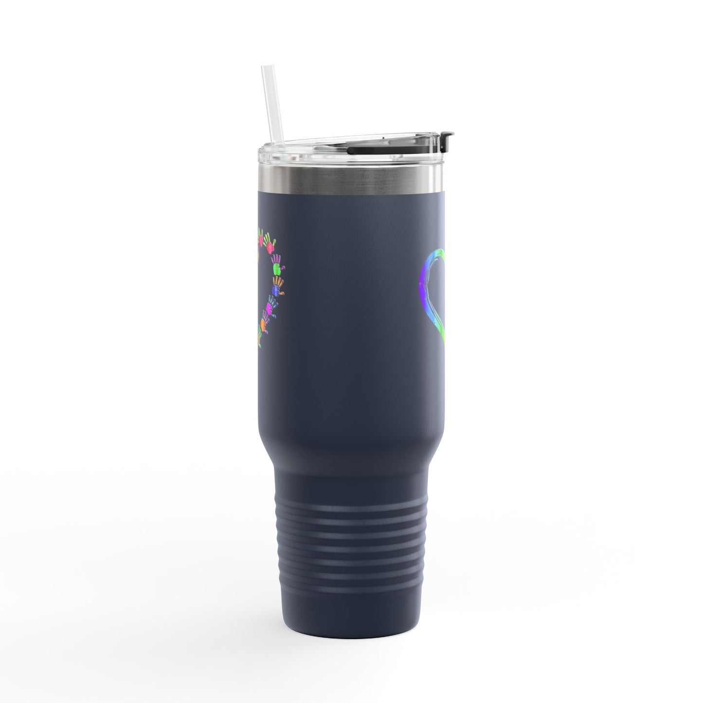 Rainbow Heart Insulated Travel Tumbler 40oz