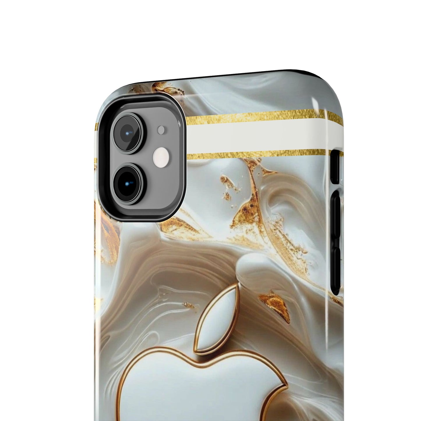 Elegant Gold & White Tough Phone Cases, Stylish Phone Protection, Gift for Apple Lovers, Tech Accessories, Trendy Phone Cover | Iphone Case