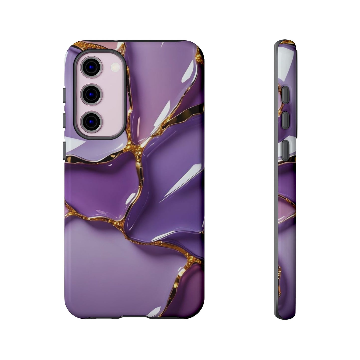 Elegant Phone Case with Purple Marble Design, Tough Phone Cover, Chic Mobile Accessory, Unique Gift for Her, Stylish Phone Protector - Samsung case