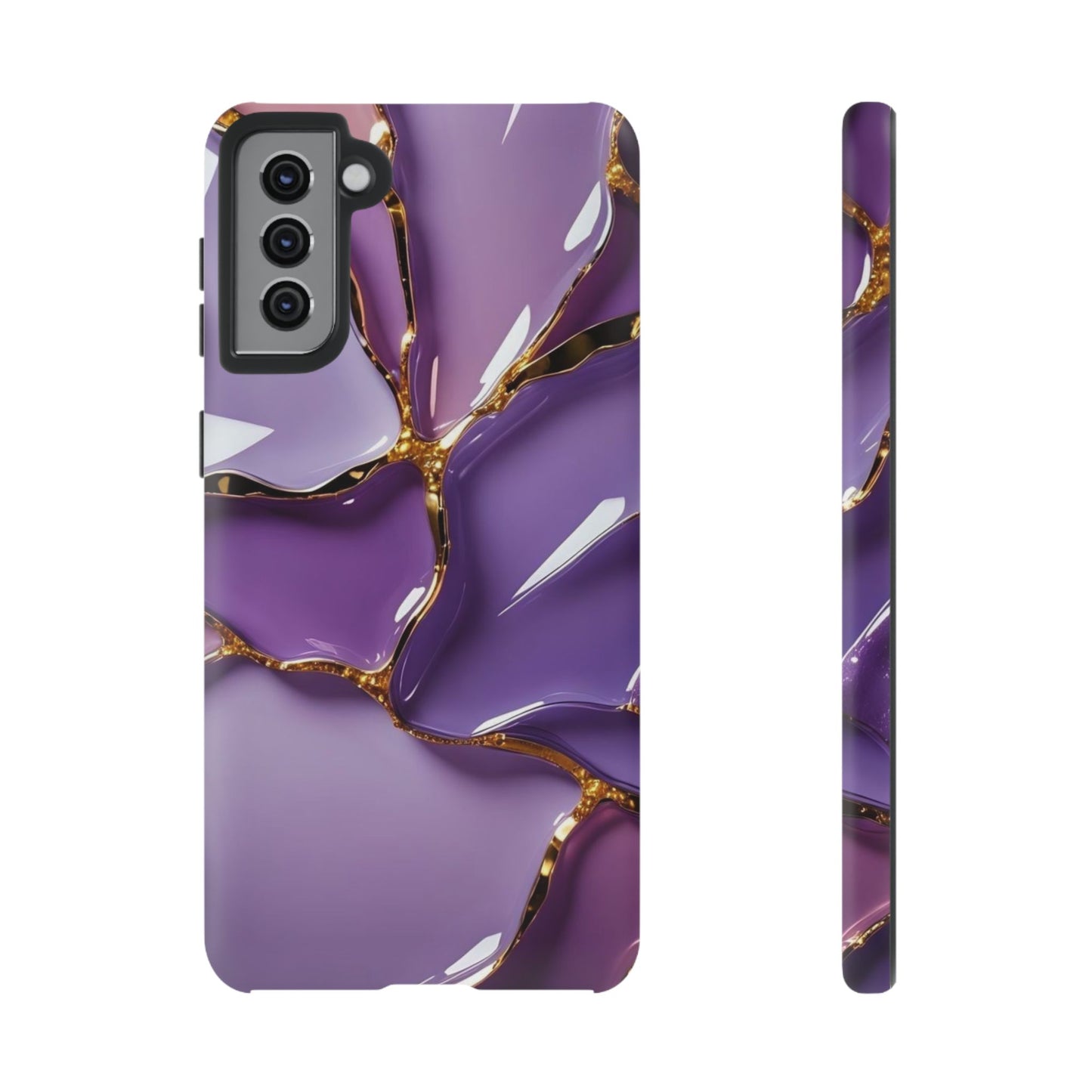 Elegant Phone Case with Purple Marble Design, Tough Phone Cover, Chic Mobile Accessory, Unique Gift for Her, Stylish Phone Protector - Samsung case