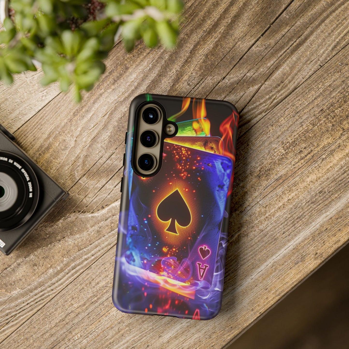 Vibrant Phone Case with Ace of Spades Design, Tough Phone Cover, Colorful Gift for Gamer| Samsung Case