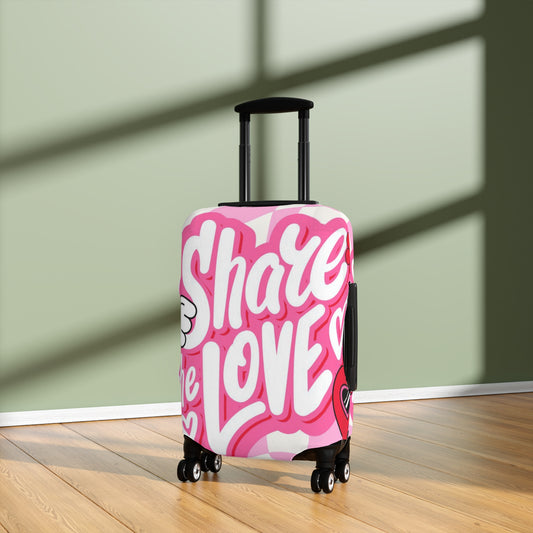 Colorful Luggage Cover - Share the Love, Travel Accessory, Suitcase Protector, Gift for Travelers, Fun Travel Gear | Suitcase