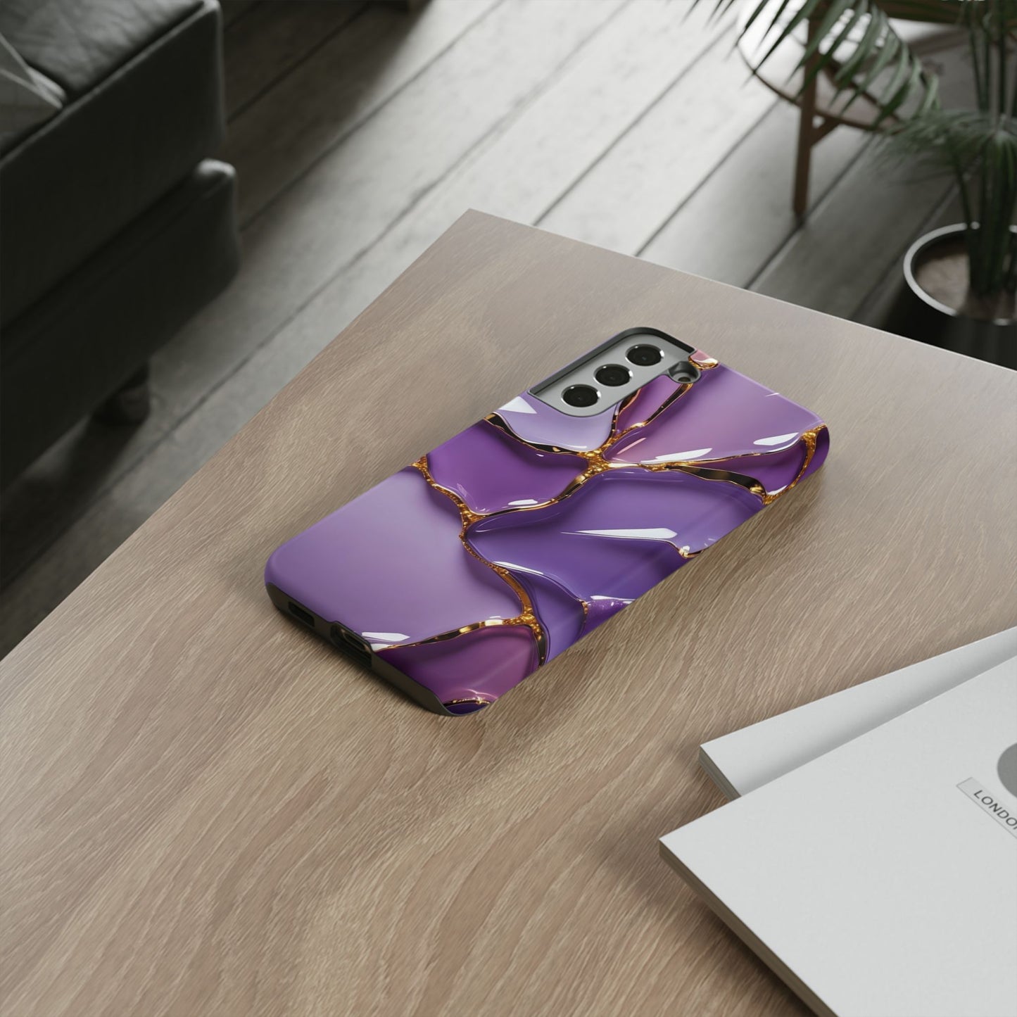 Elegant Phone Case with Purple Marble Design, Tough Phone Cover, Chic Mobile Accessory, Unique Gift for Her, Stylish Phone Protector - Samsung case