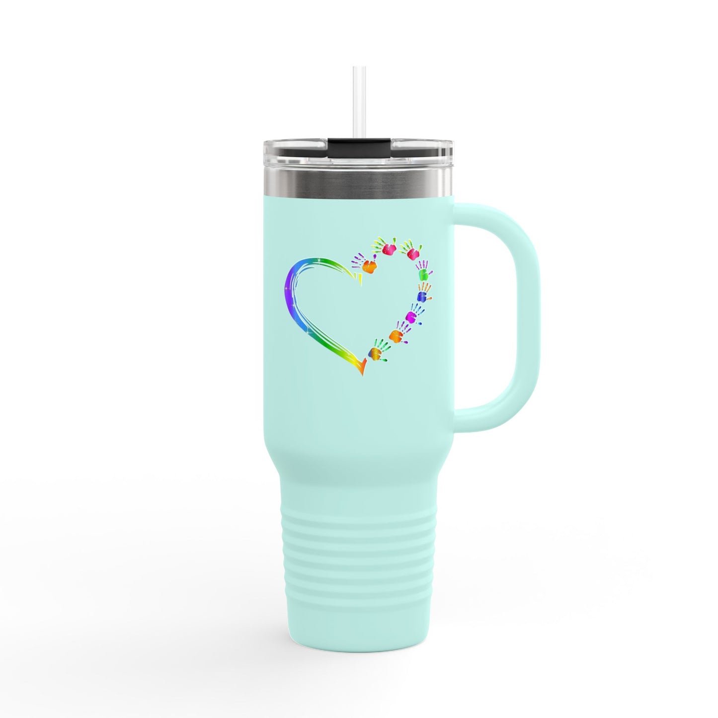 Rainbow Heart Insulated Travel Tumbler 40oz
