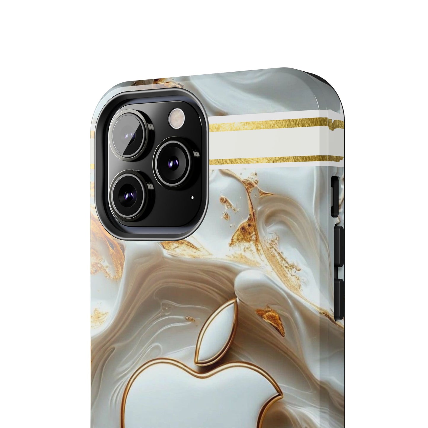 Elegant Gold & White Tough Phone Cases, Stylish Phone Protection, Gift for Apple Lovers, Tech Accessories, Trendy Phone Cover | Iphone Case