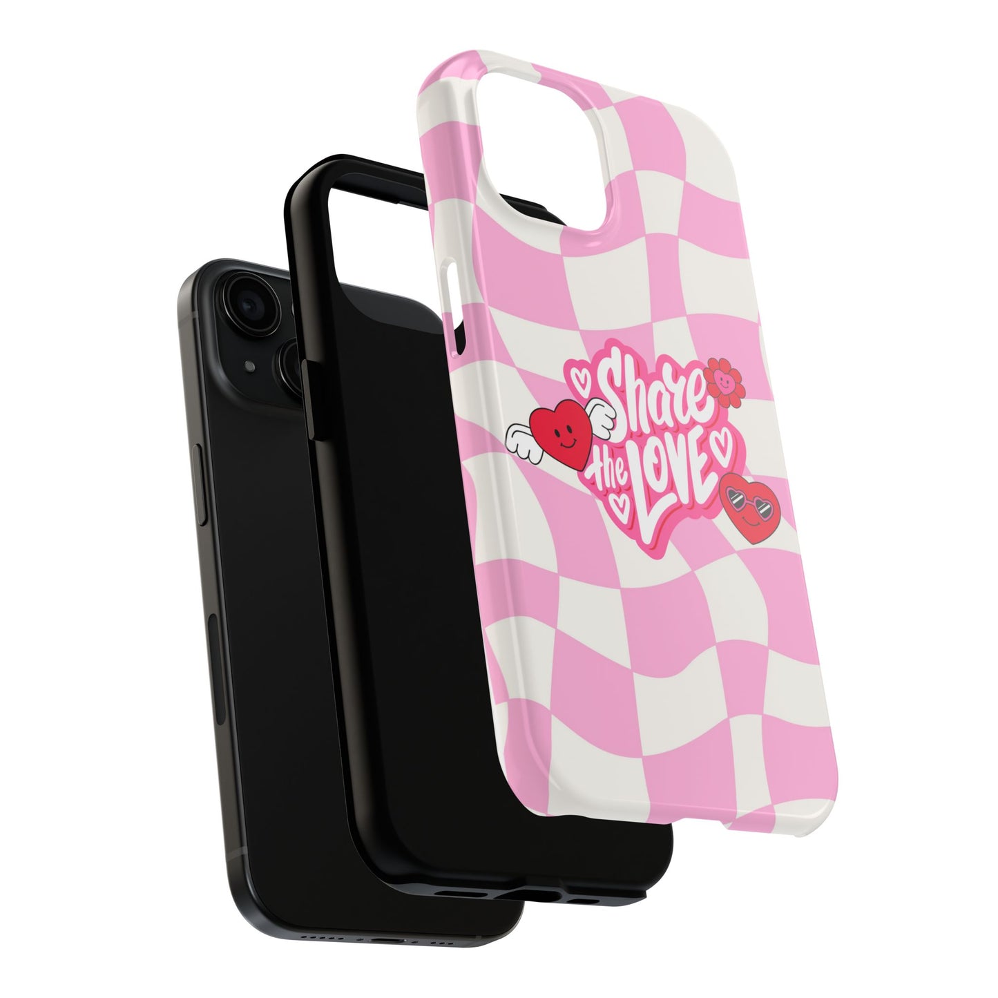 Share the Love Tough Phone Cases - Cute Heart Designs for Valentine's Day, Cute Phone Accessories, Gifts for Teens, Stylish Phone Covers