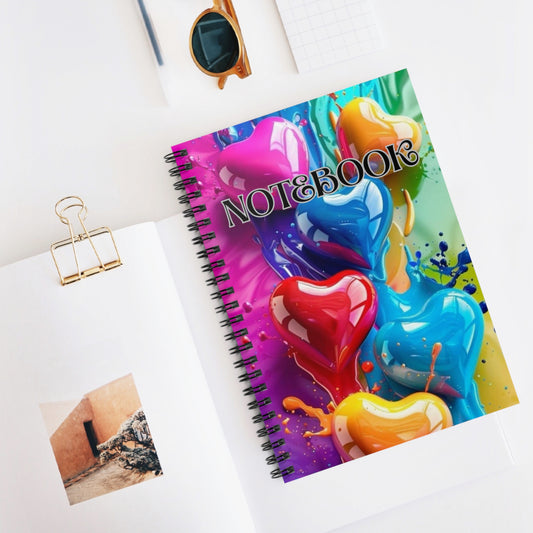 Colorful Heart Spiral Notebook - Ruled Line, Cute Journal, Gift for Her, School Supplies, Love Notes, Creative Writing, Artistic Memoir
