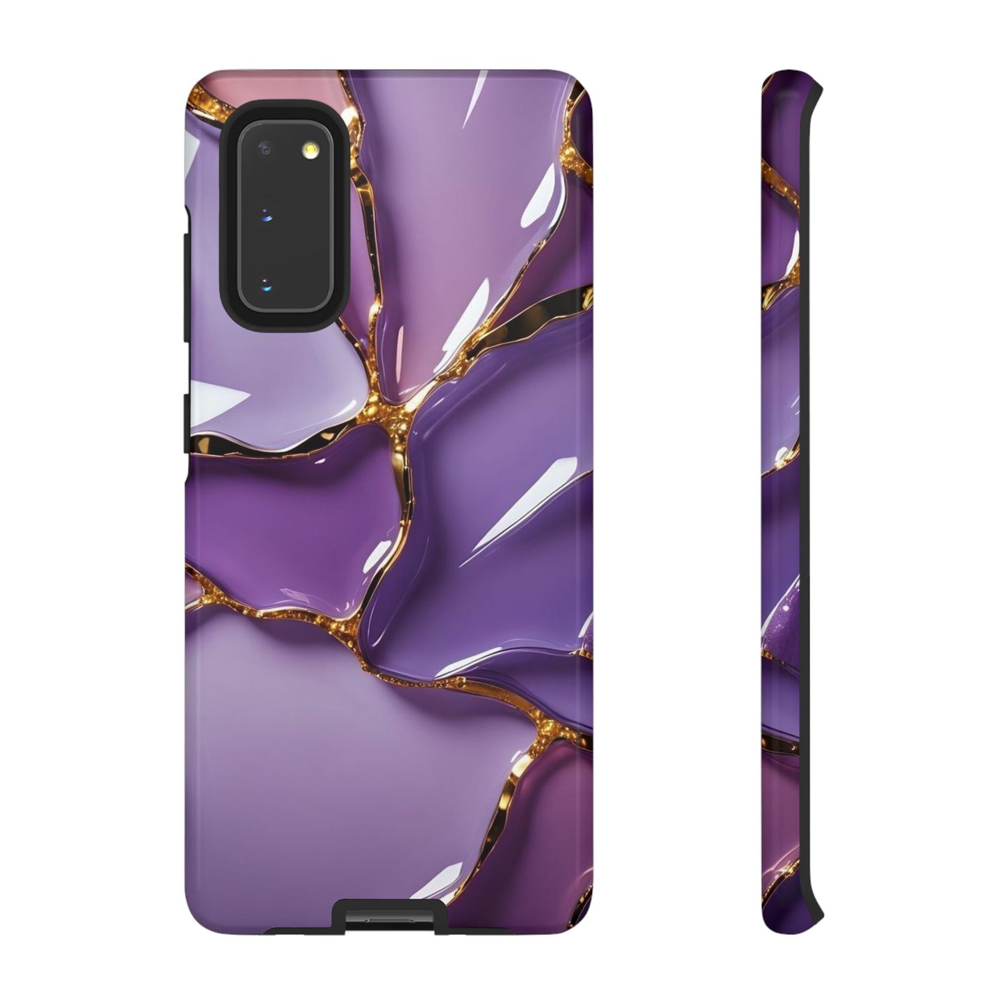 Elegant Phone Case with Purple Marble Design, Tough Phone Cover, Chic Mobile Accessory, Unique Gift for Her, Stylish Phone Protector - Samsung case