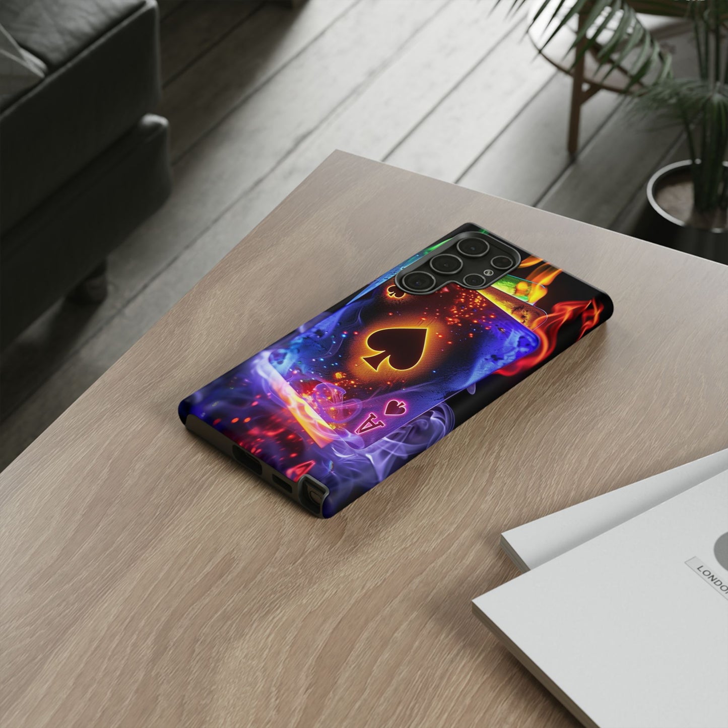 Vibrant Phone Case with Ace of Spades Design, Tough Phone Cover, Colorful Gift for Gamer| Samsung Case