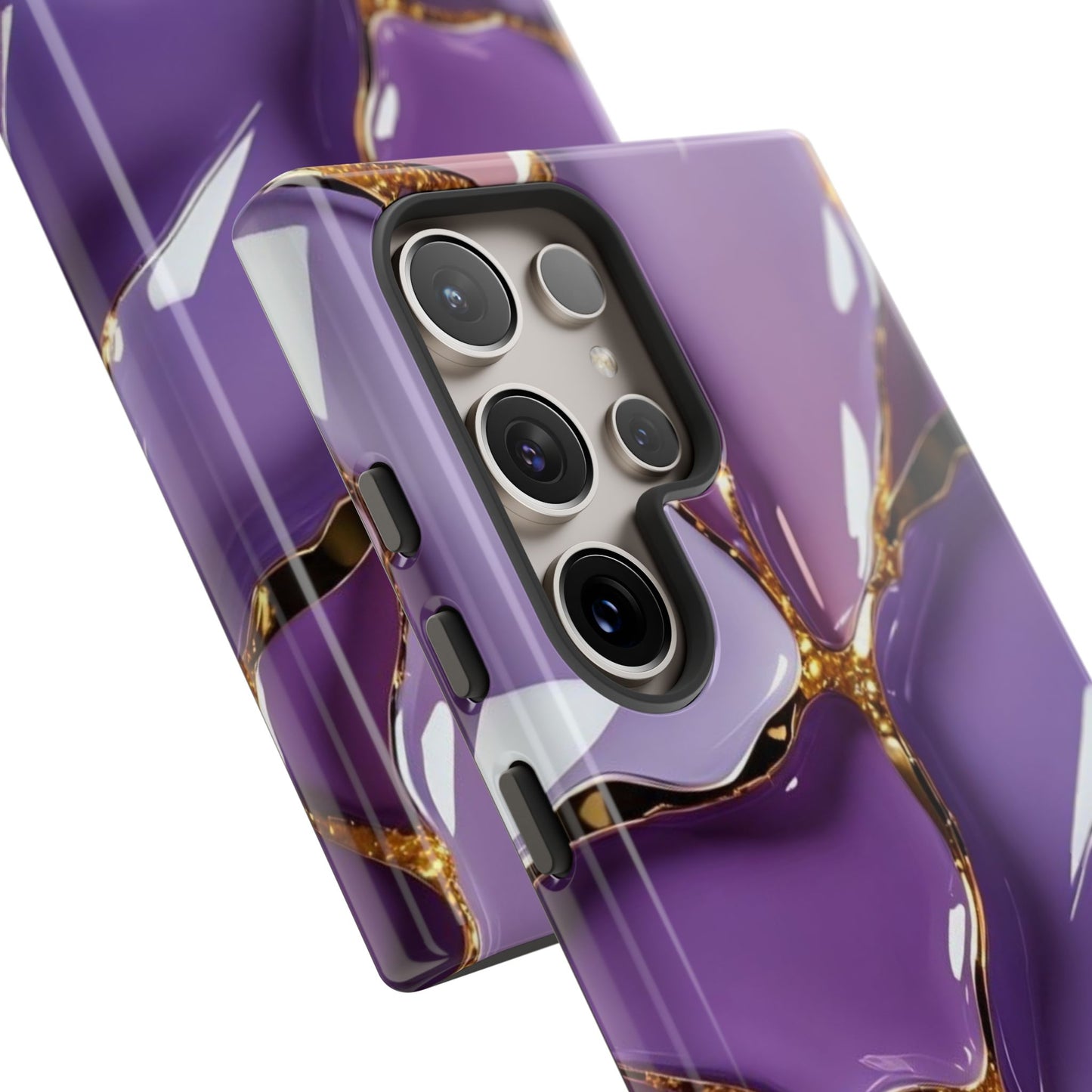 Elegant Phone Case with Purple Marble Design, Tough Phone Cover, Chic Mobile Accessory, Unique Gift for Her, Stylish Phone Protector - Samsung case