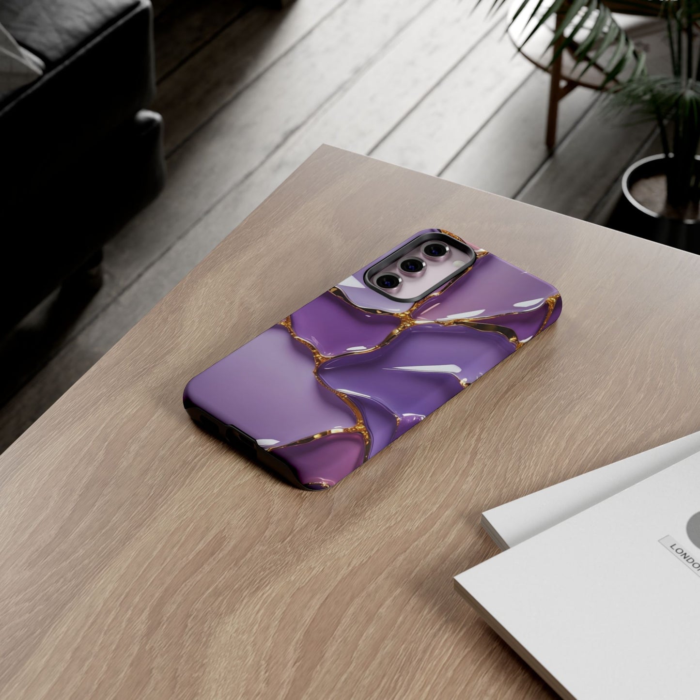 Elegant Phone Case with Purple Marble Design, Tough Phone Cover, Chic Mobile Accessory, Unique Gift for Her, Stylish Phone Protector - Samsung case