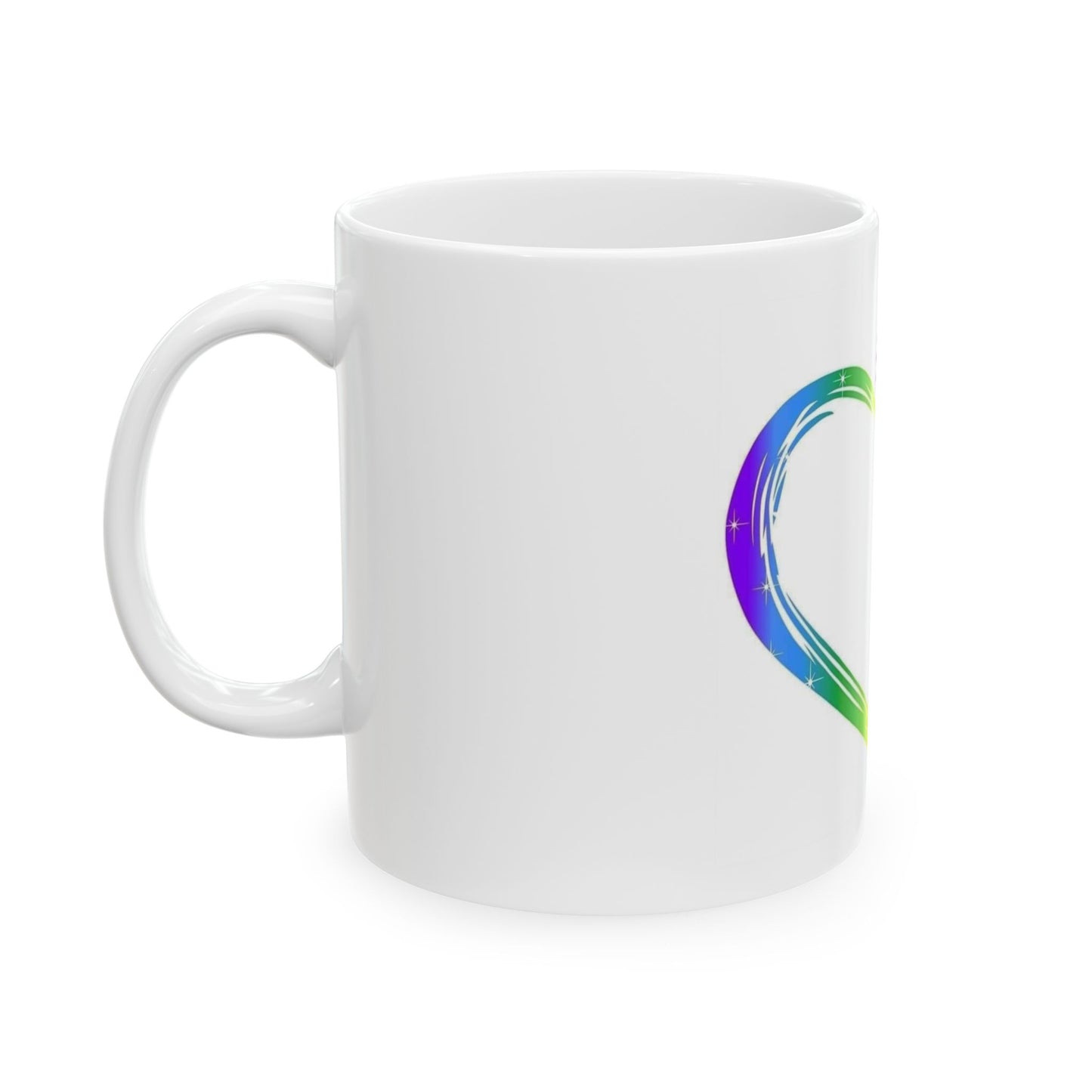 Colorful Heart Handprint Ceramic Mug