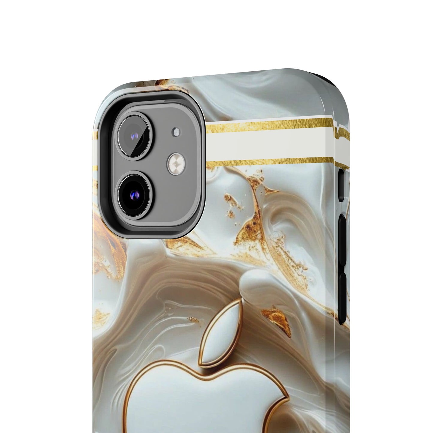 Elegant Gold & White Tough Phone Cases, Stylish Phone Protection, Gift for Apple Lovers, Tech Accessories, Trendy Phone Cover | Iphone Case