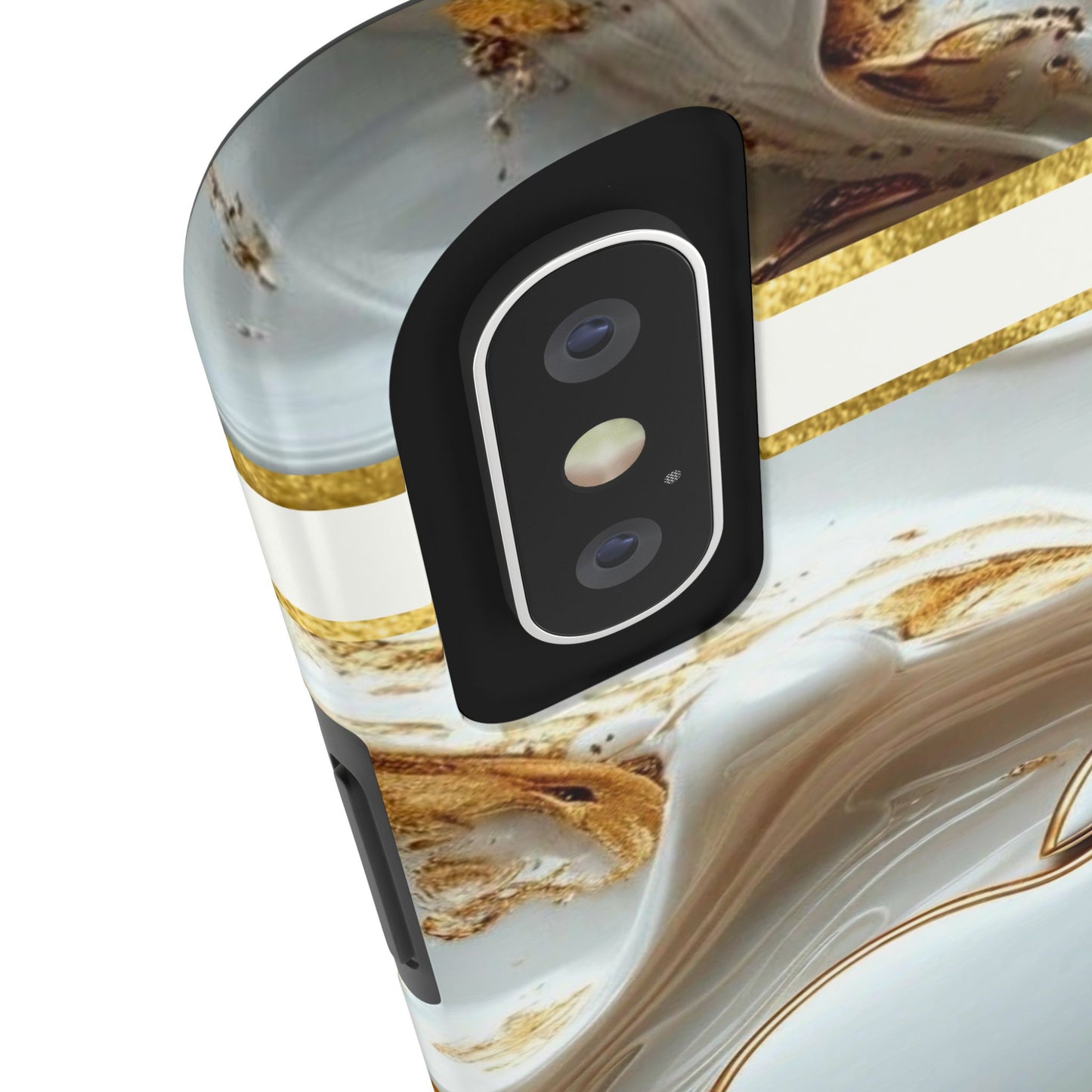 Elegant Gold & White Tough Phone Cases, Stylish Phone Protection, Gift for Apple Lovers, Tech Accessories, Trendy Phone Cover | Iphone Case