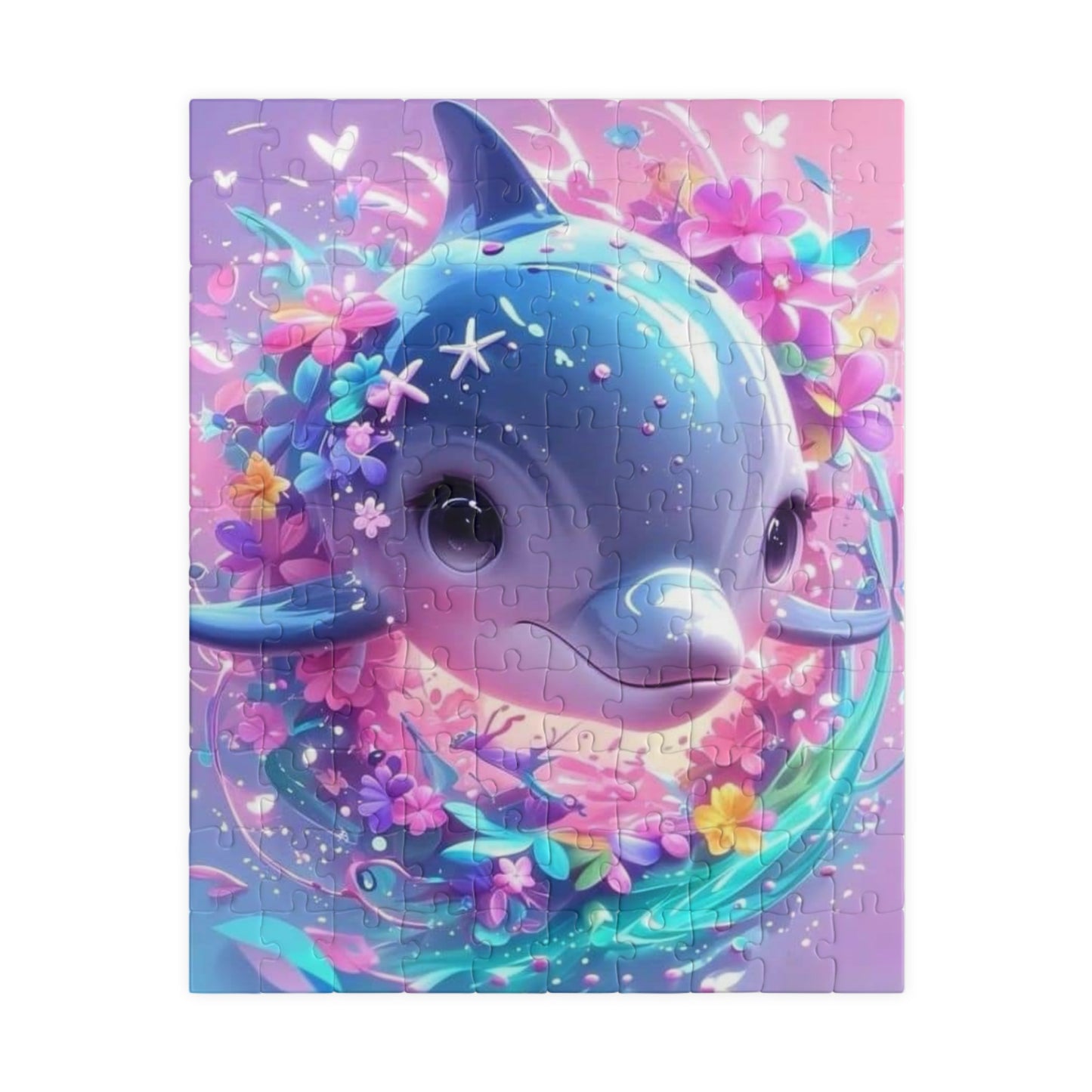 Dolphin Floral Puzzle, Jigsaw Fun, Relaxing Activity, Ideal Gift for Kids and Adults, Perfect for Family Time and Gatherings