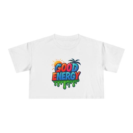 Good Vibes Women's Crop Tee - Summer Top, Colorful Casual Wear, Gift for Her, Festival Shirt, Good Energy Design