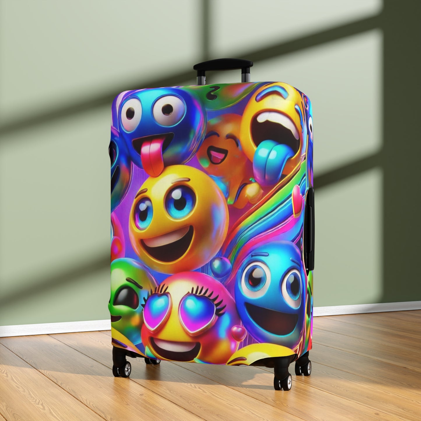 Vibrant Emoji Luggage Cover, Fun Travel Accessory, Personalized Luggage Protector, Gifts for Travelers, Colorful Suitcase Cover