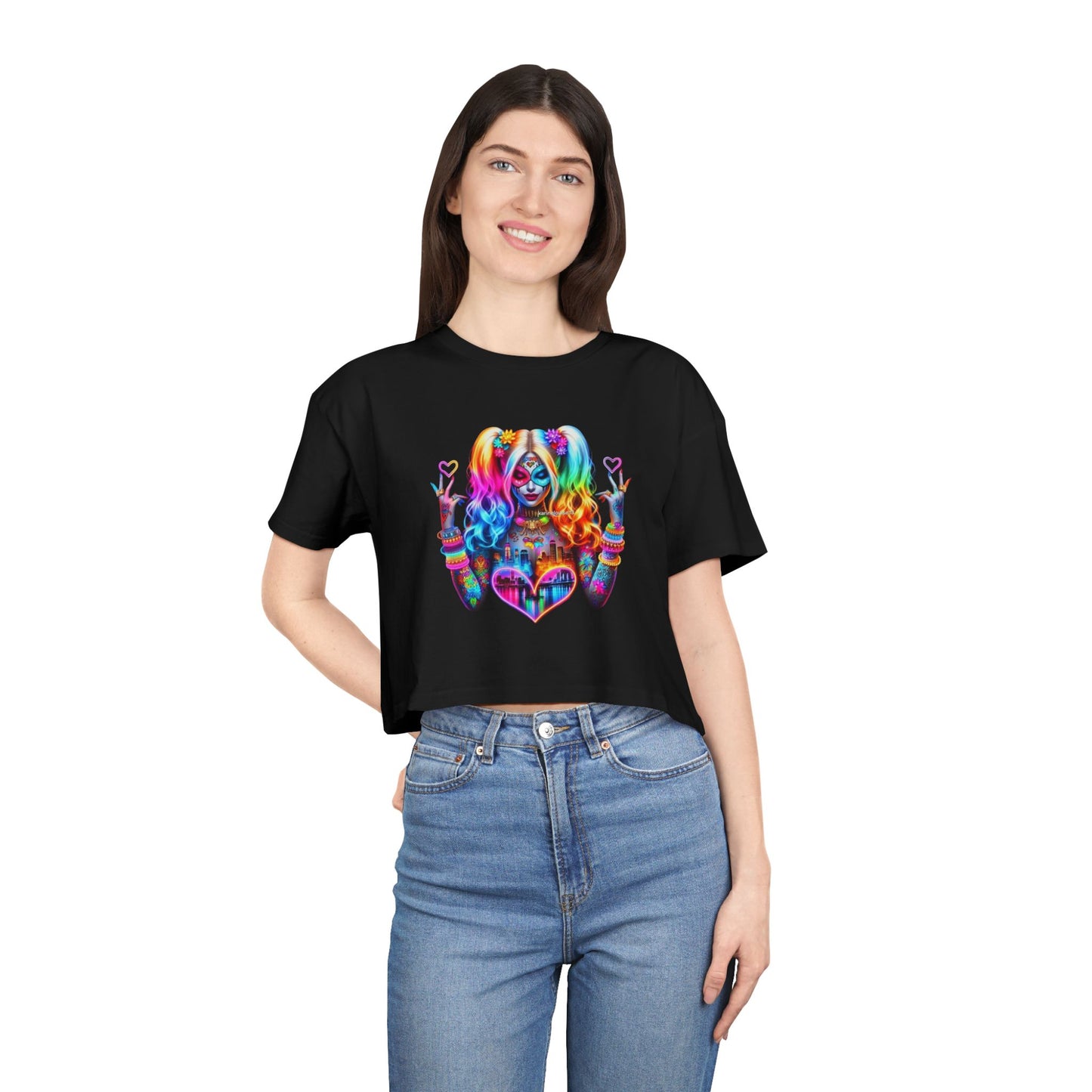 Colorful Bohemian Women's Crop Tee | Trendy Summer Apparel, Festival Outfit, Casual Wear, Gift for Her, Graphic Tee