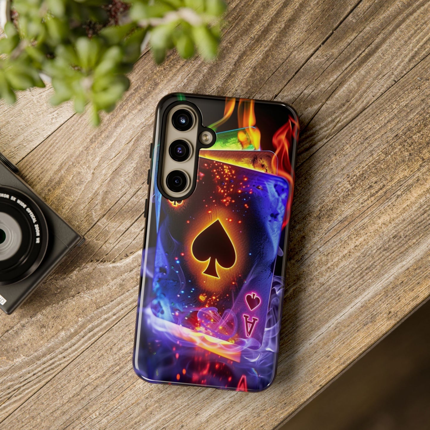 Vibrant Phone Case with Ace of Spades Design, Tough Phone Cover, Colorful Gift for Gamer| Samsung Case