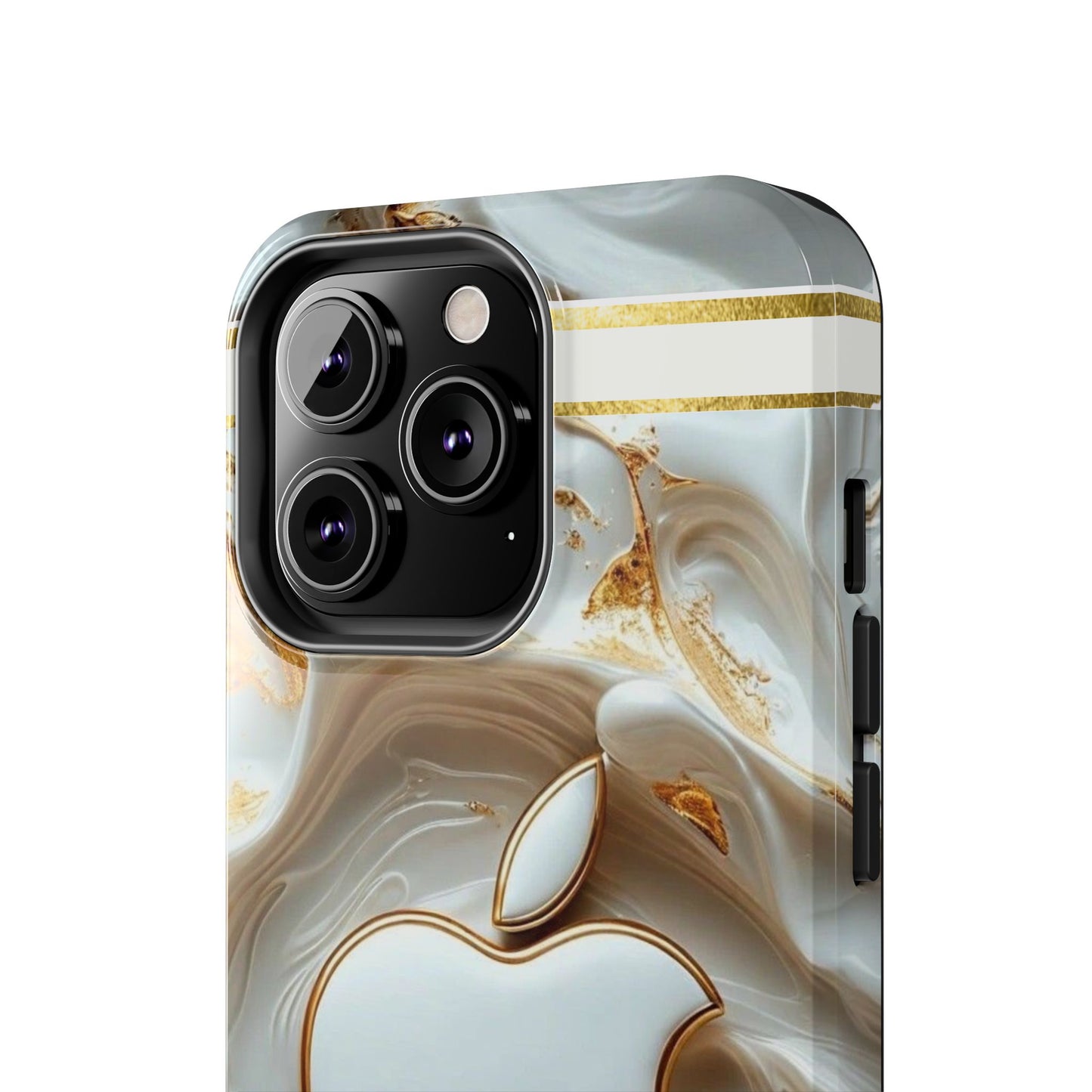 Elegant Gold & White Tough Phone Cases, Stylish Phone Protection, Gift for Apple Lovers, Tech Accessories, Trendy Phone Cover | Iphone Case